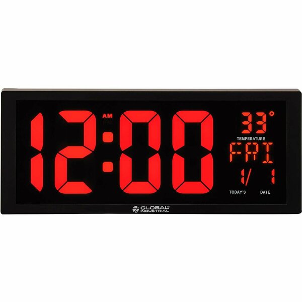 Global Industrial 4ftft LED Digital Clock, 6in Power Cord with USB 282487